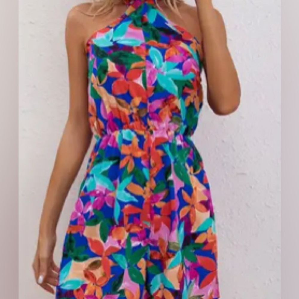 Vibrant Floral Halter Romper